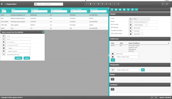 Organisation Screen