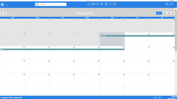 Full-screen calendar