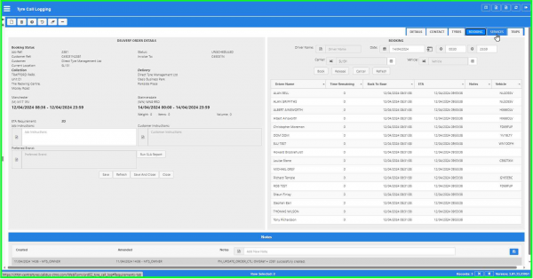 Booking tab