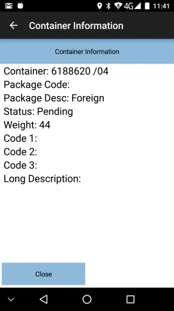 Container Info Pop-up