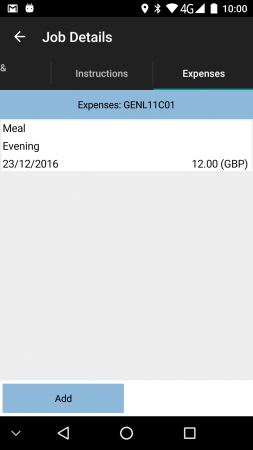 Job Expenses list