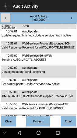 The Audit Activity screen
