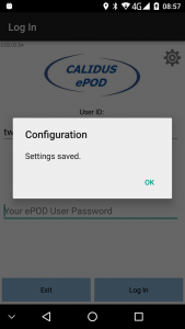 Settings Confirmation