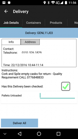 Delivery Capturing Pallets Unloaded