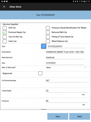 Services Supplied details