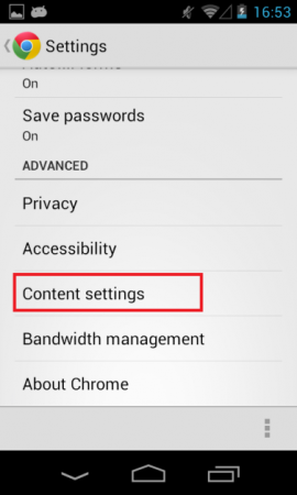 Step 4: Navigate to Content settings.