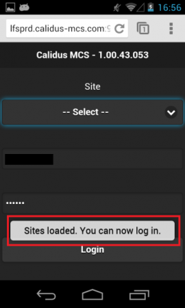 Step 12: Select Site and Log in.