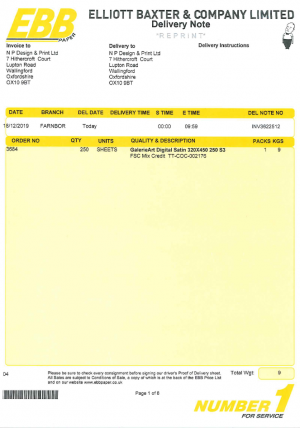 Figure 5: Existing Delivery Note