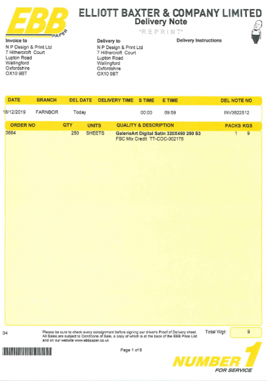 Figure 5: Existing Delivery Note
