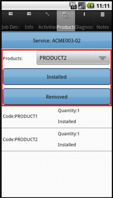 Products tab