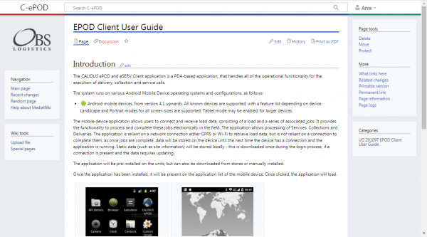 C-Assist C-ePOD page on desktop browser.