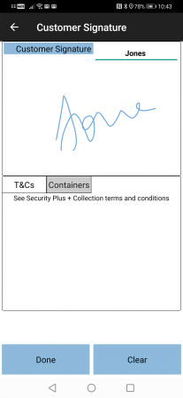Signature and T&Cs