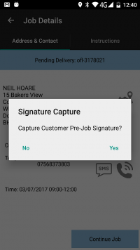 Confirm Pre-job Signature required