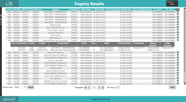 Trip Enquiry Results.