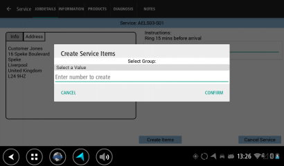 Create Item pop-up