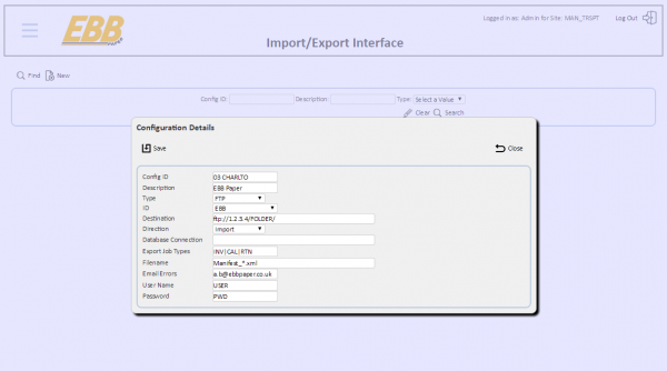 New EBB Import Configuration