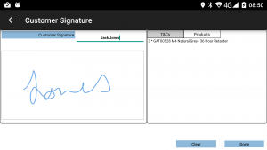 Customer Signature and Products