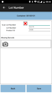 Lot Number Entry, with extracted values