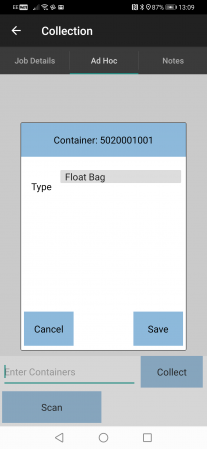 Scan Bag and enter type