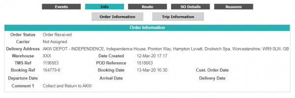 Order Info Details.