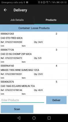 Delivered product removed from list.
