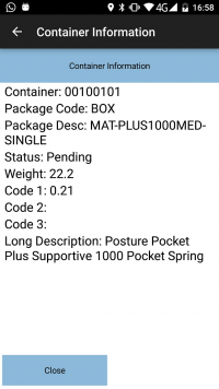 Container Info Pop-up
