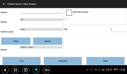 Search Products screen