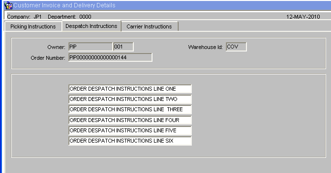 Order Notes