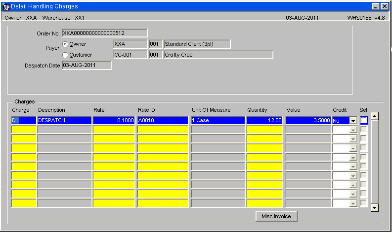 Despatch Handling Charges