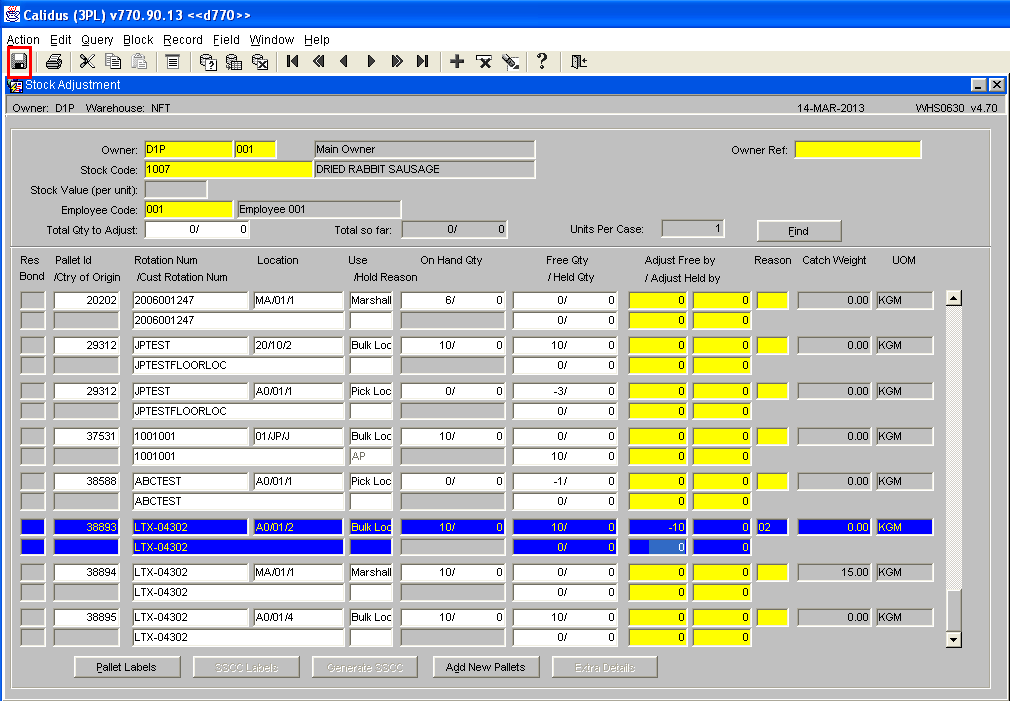 Adjustment Screen