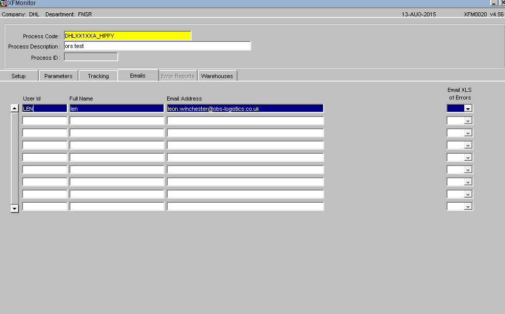 XF Monitor - Email Parameters