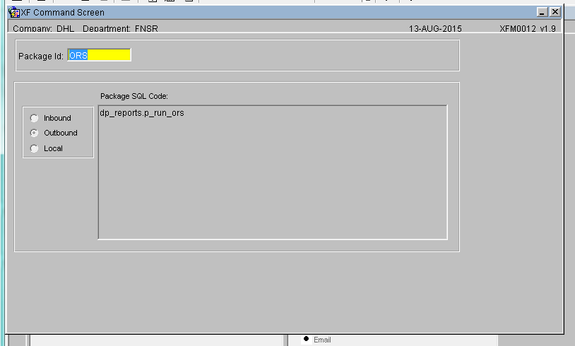 XF Command Screen
