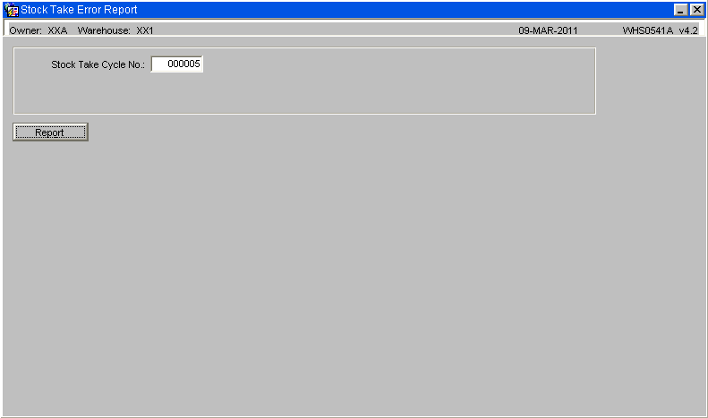 Stock Take Error