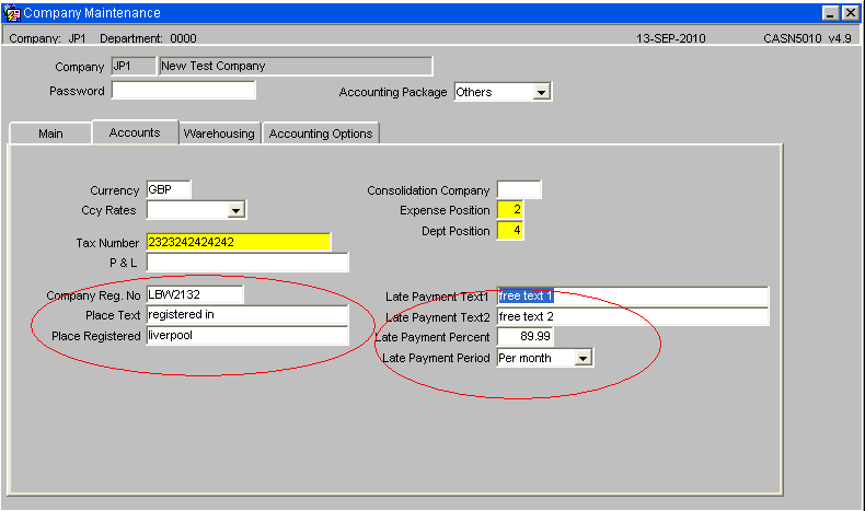 Company Account Information