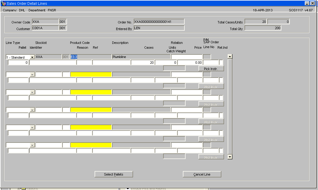 Sales Order Detail