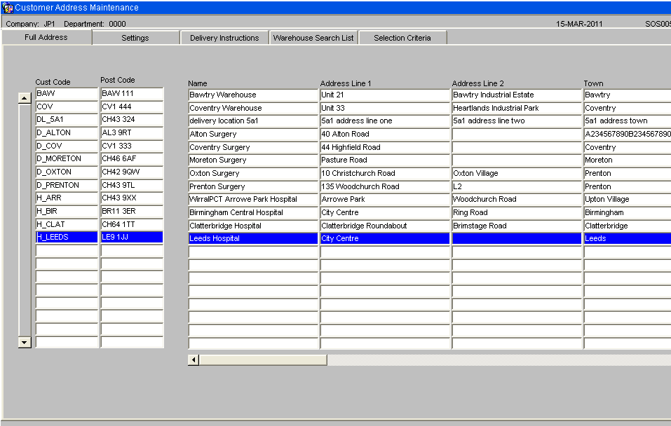 Customer Address Maintenance - Full Address