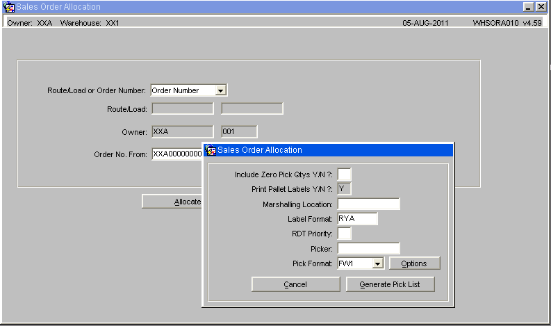 Pick List from Sales Order Allocation Screen