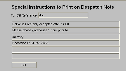 Special Instructions