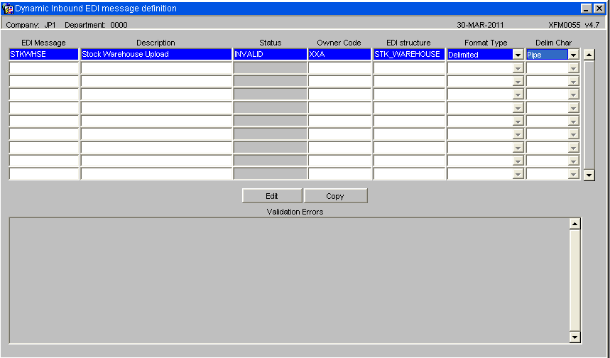Configuration Screen