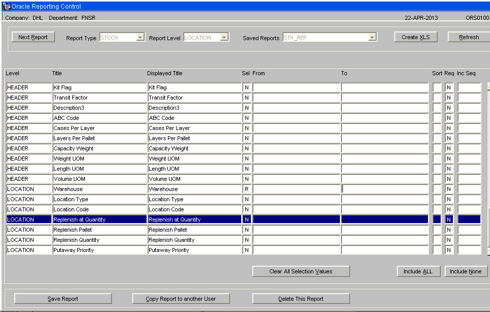 Oracle Data Extract