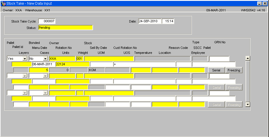 New Data Input