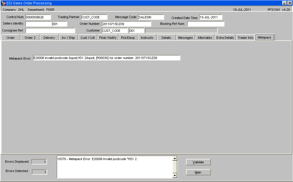 SOP Validation - MetaPack