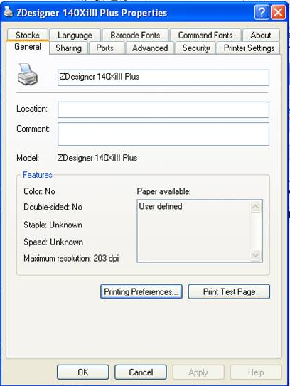 Local PC, Printer Setup