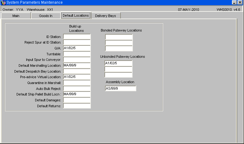 Default Locations