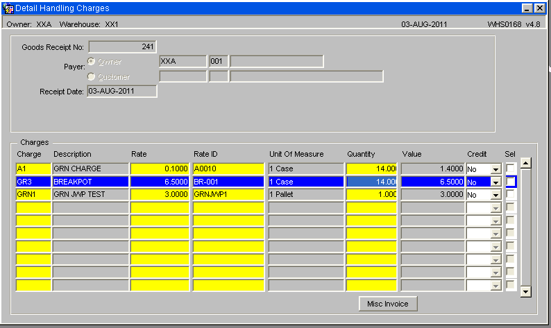 Detail handling charges