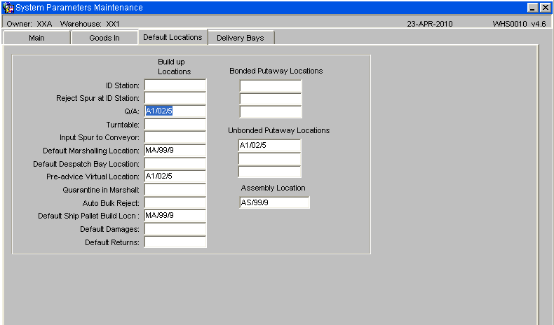 Default Locations