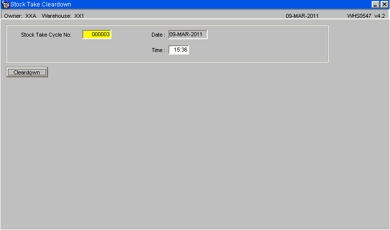 Stock Take Cleardown
