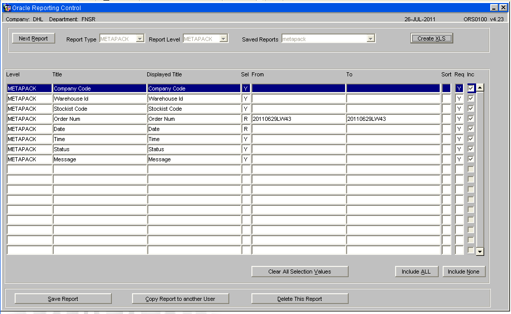 Oracle Reporting Suite - MetaPack Audit - Errors