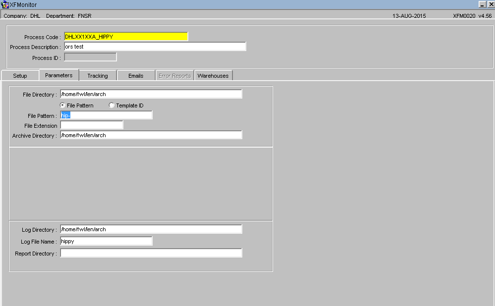 XF Monitor - Directory Parameters