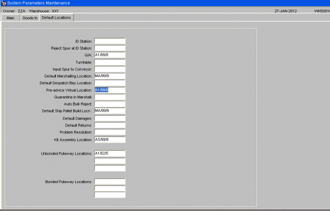 System Parameters Maintenance